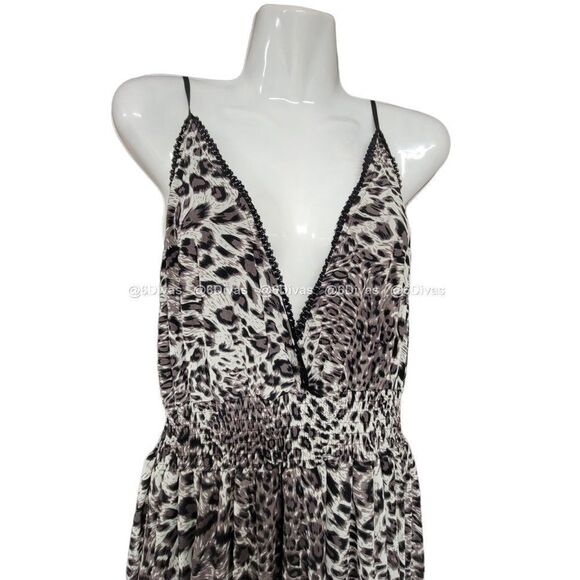 Brown Tan Leopard Print Spaghetti Strap Summer Long Maxi Dress - Picture 2 of 5